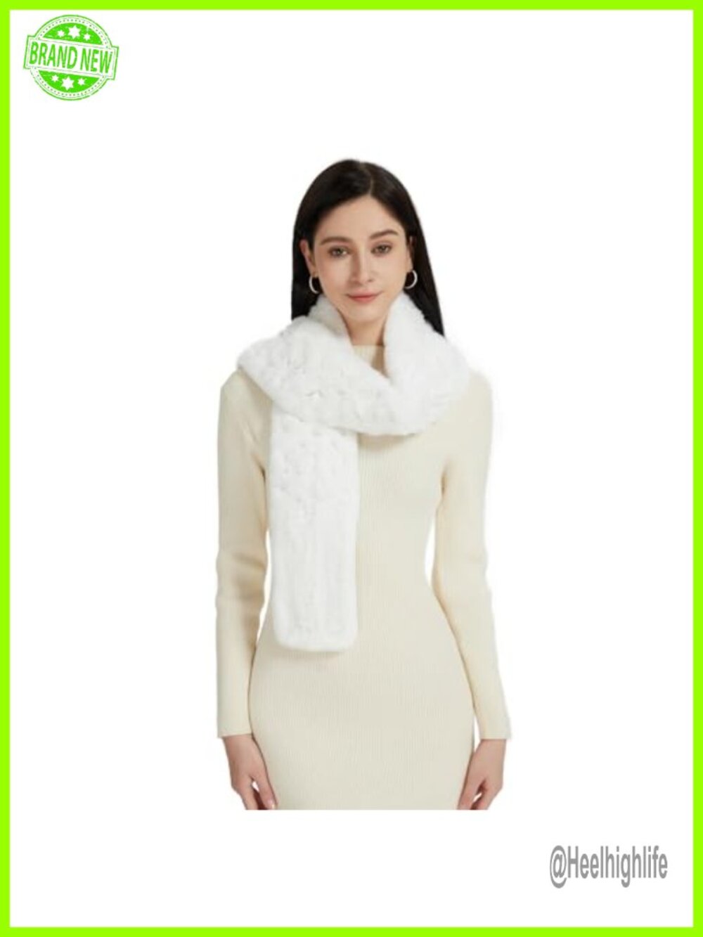 Rex Rabbit Fur Scarf Knitted Long Crochet Winter Warm Wrap